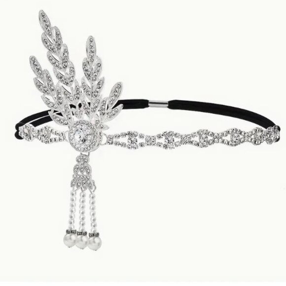 Flapper Jewel Headband Adult Silver
